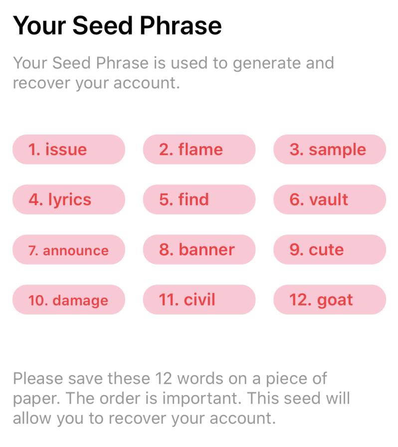 seed phrase